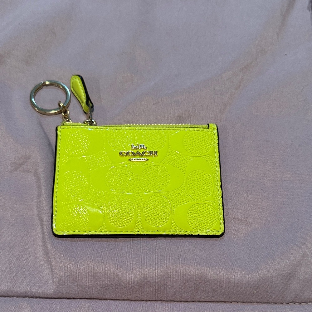 Coach Bright Yellow Card Holder with Keyring